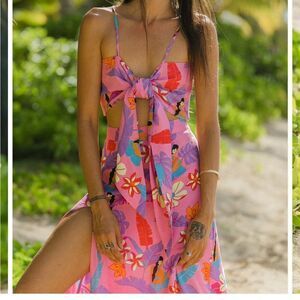 XI 19 Palms Honolulu Hawaii pink palm kohala resort maxi skirt small…
